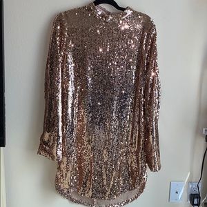 Rose gold sequin dress